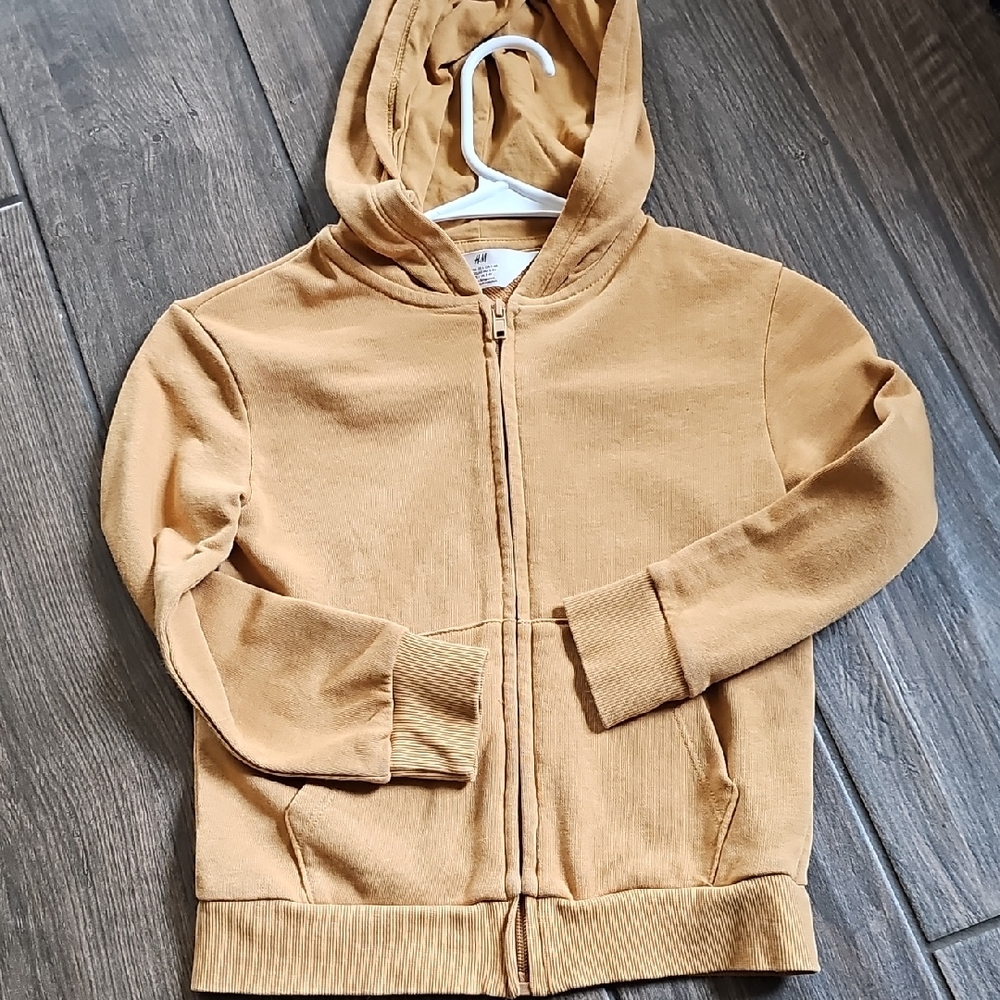 H&M Kids Hooded Zip Sweatshirt in Mustard Yellow